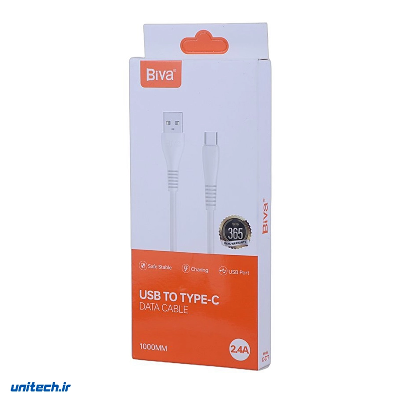 کابل تایپ سی فست شارژ 2.4 آمپر بیوا C07T طول 1 متر4